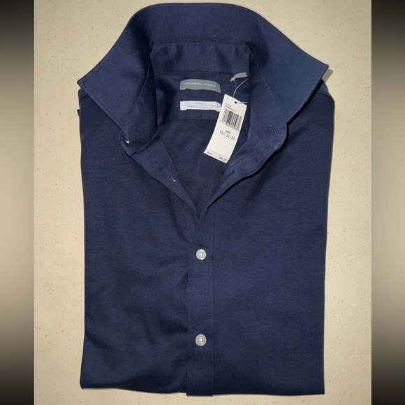 Michael Kors long sleeve knit shirt MK fitted shirt size M blue - Picture 11 of 14